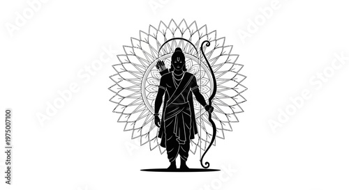 Hindu deity Lord Rama silhouette illustration.