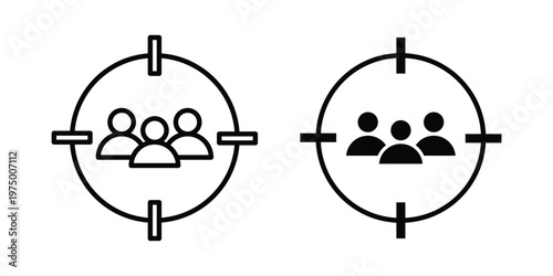 Target audience icon on white background. linear pictogram. Flat symbols