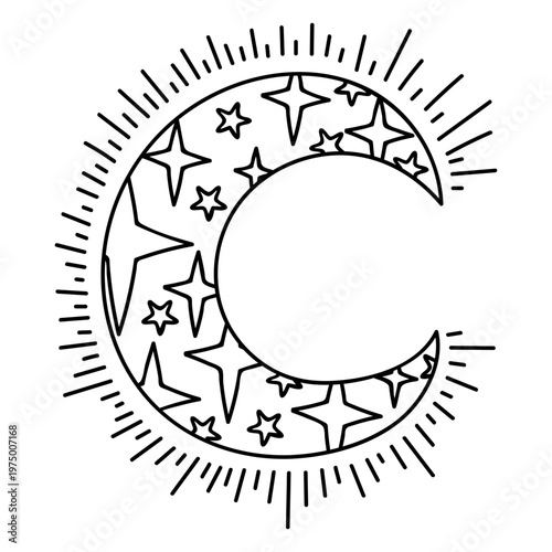 Beautiful brightening moon filled with stars