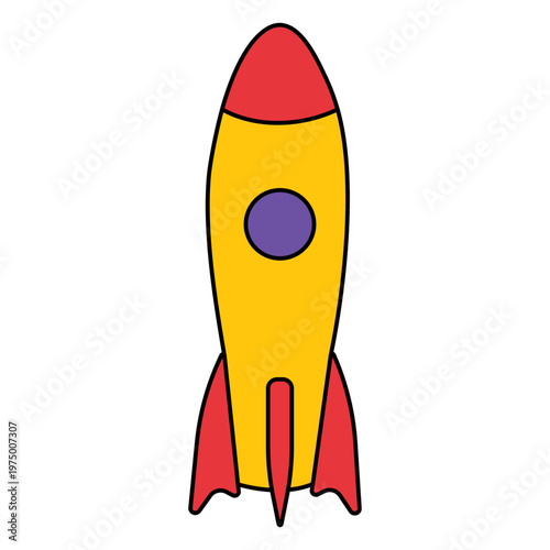 Monoline color stroke rocketship