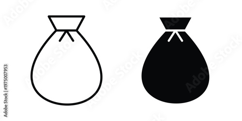 Trash bag icon on white background. linear pictogram. Flat symbols
