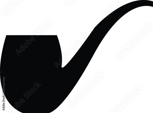 Black Silhouette of a Smoking Pipe on White tobacco pipe