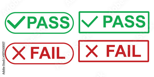 Pass & Fail icon  Red and Green cross symbols.