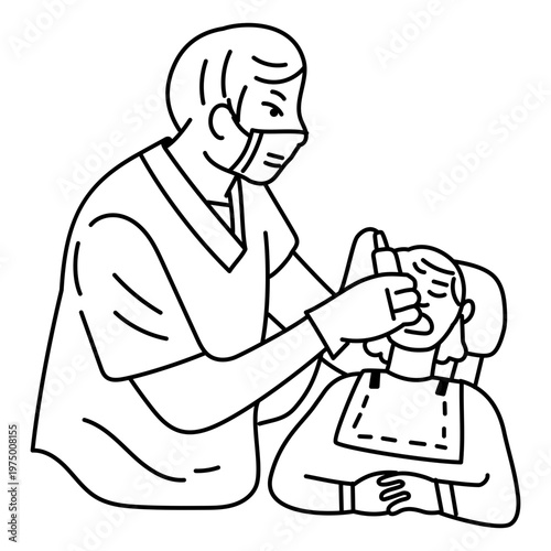 Dentist and patient in a dental office