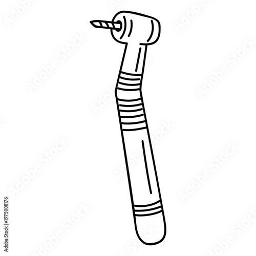 Dental drill with its sharp metal tip and long handle