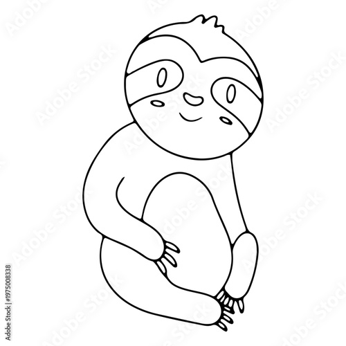 Adorable sloth sitting on the ground