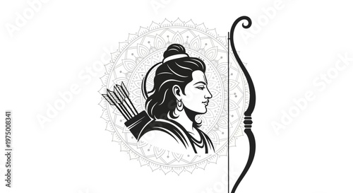 Hindu god Rama profile illustration.