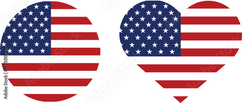 American flag in circle and heart shapes usa flag united states flag
