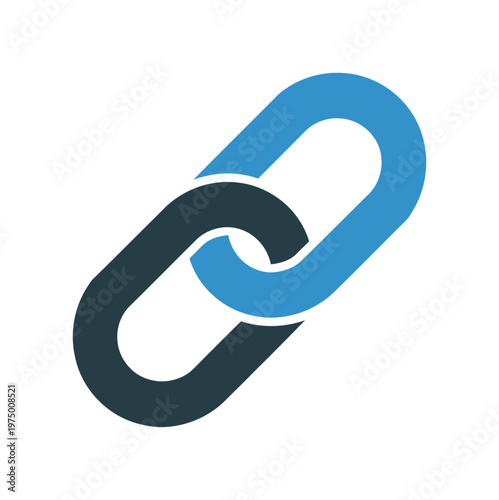 Blue and gray vector of interlocking chain links overlapping in a minimalist design