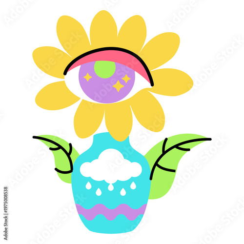 Psychedelic vase with flowers