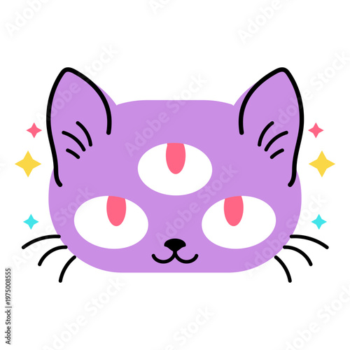 Psychedelic three-eyed kitten