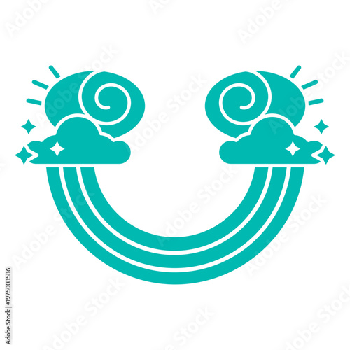 Psychedelic rainbow with clouds