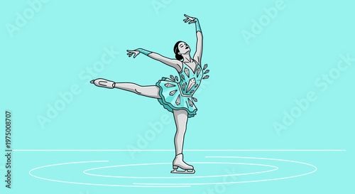 Elegant Figure Skater Performing A Graceful Pose On Ice