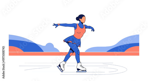 Elegant Figure Skater Performing Graceful Ice Dance Routine