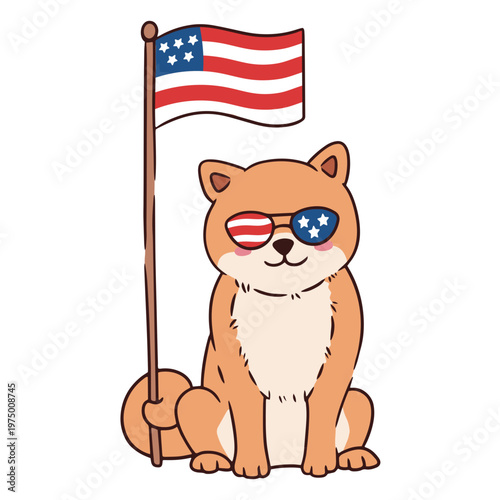 Cool american dog with eyeglasses