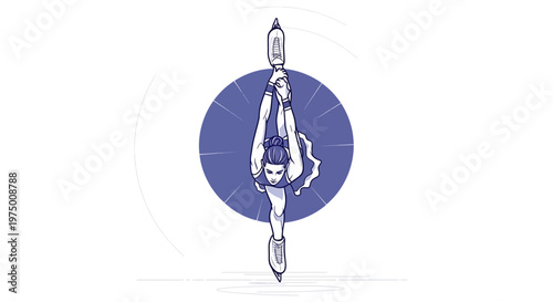 Elegant Figure Skater Performs Graceful Icy Routine