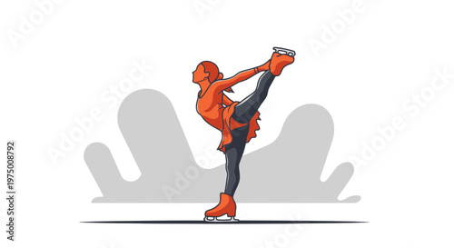 Elegant Figure Skater Performs Graceful Balletic Pose On Ice