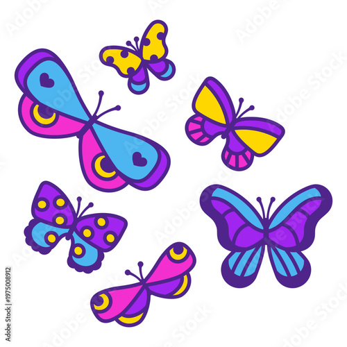 Colorful flying butterflies