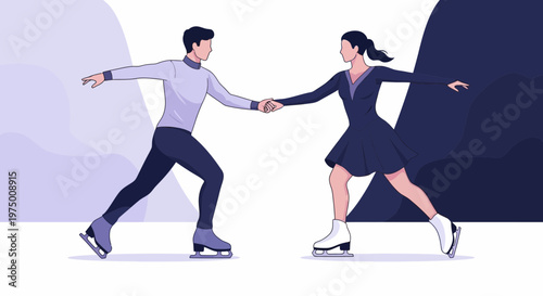 Elegant Figure Skating Pair Dancing On Ice Together