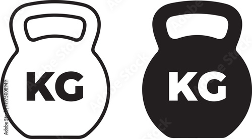 pair of black and white kg kettlebells flat design vector illustration