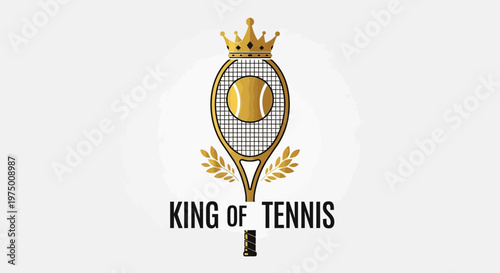 Elegant Golden Tennis Crown Emblem Illustrating Championship Mastery And Sport Dominance