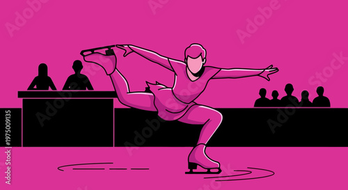 Elegant Ice Skater Performing A Dramatic Pose During Competition