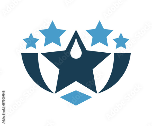 Vector of a star inside a shield with additional stars arranged in an arc above