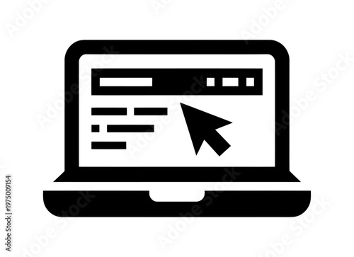 Vector of a laptop with a cursor pointing at the screen