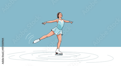 Elegant Ice Skating Champion Demonstrates Graceful Performance On The Ice