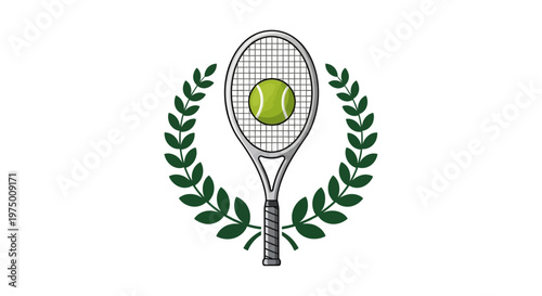Elegant Tennis Emblem With Laurel Wreath And Championship Ball