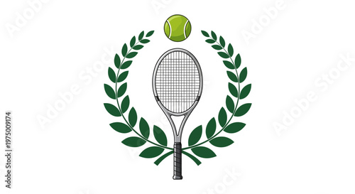 Elegant Tennis Emblem With Laurel Wreath And Ball