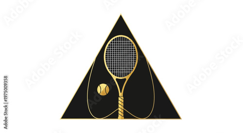 Elegant Tennis Symbol With Racket and Ball Golden Design