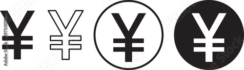 japanese yen currency symbols set flat design vector illustration