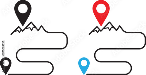 location pin with road route flat design vector illustration