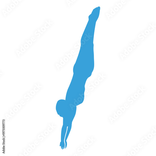 Swimmer in mid-air performing a dive