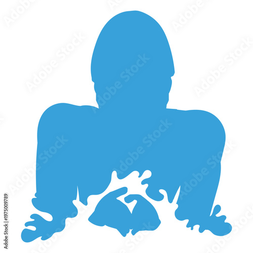 A swimmer's silhouette gliding through the water in butterfly stroke