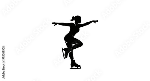 Elegant Silhouette Of A Woman Figure Skating Gracefully