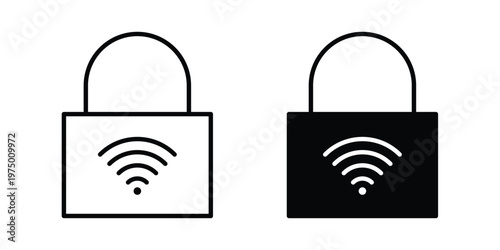 Wifi security icon on white background. linear pictogram. Flat symbols