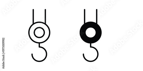 Winch hook icon on white background. linear pictogram. Flat symbols