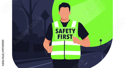 Emphasize Safety First With Reflective Gear Illustration