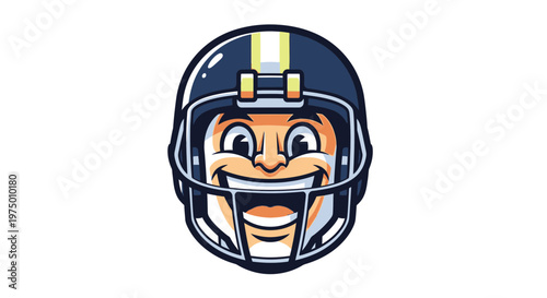 Energetic Football Mascot Character With Helmet And Grin