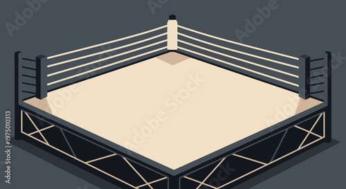 Empty Boxing Ring Isometric Perspective And Minimalist Design