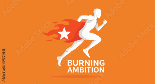 Energetic Runner With Fiery Cape Symbolizing Drive And Success