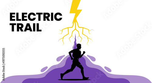 Energetic Runner Under Electric Storm Trail Silhouette