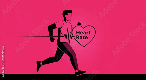 Energetic Runner With Heart Rate Monitor Graphic On Pink Background