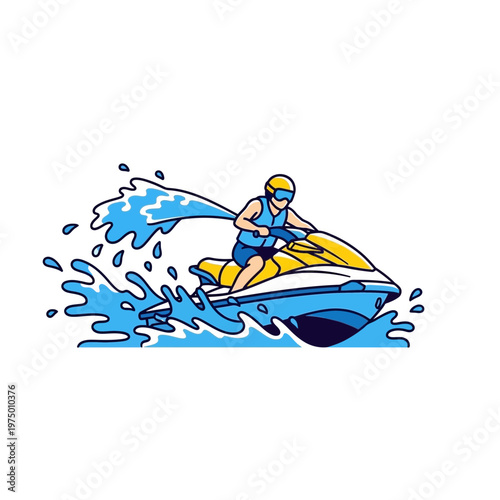 Energetic Jet Ski Rider Creates Dynamic Water Spray Action Scene