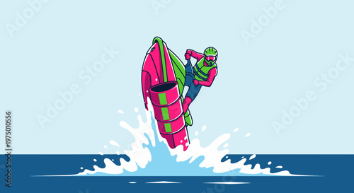 Energetic Watercraft Rider Performing Exciting Aquatic Acrobatics