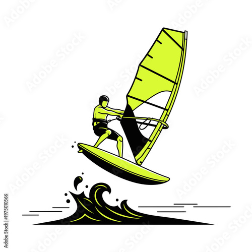 Energetic Windsurfer Catching Waves During A Thrilling Water Sport Adventure