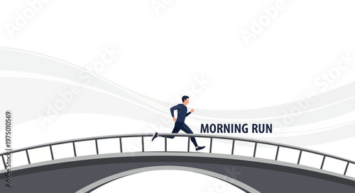 Energetic Man Embarking On A Bridge Run In The Early Morning Light