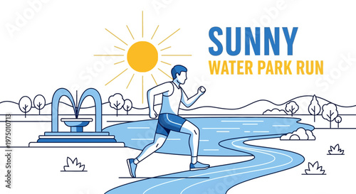 Energetic Marathon Runner At Sunny Water Park Venue